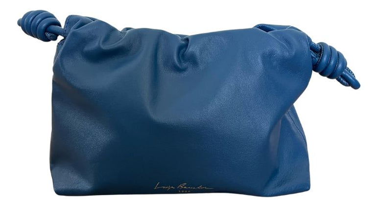 Bolsa Em Couro Azul Denim Com Alça Corrente Luiza Barcelos