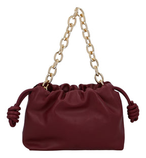 Bolsa Slouch Couro Pequena Marsala